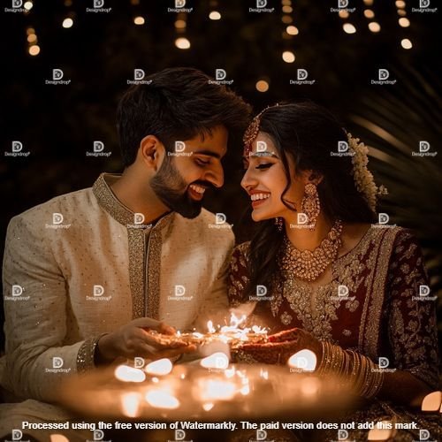 "Couple celebrating Karwa Chauth, filled with happiness" Image courtesy by MidJourney.