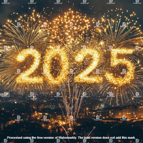 Happy New Year 2025! Beautiful and creative holiday celebration” Image courtesy by MidJourney.